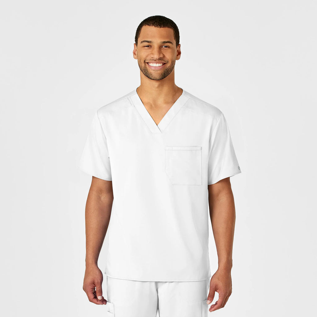 Wink Scrubs Men's PRO V-Neck Scrub Top White | scrub-supply.com