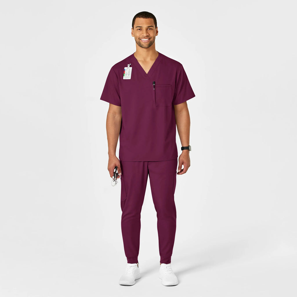 Wink Scrubs Men's PRO V-Neck Scrub Top Wine | scrub-supply.com