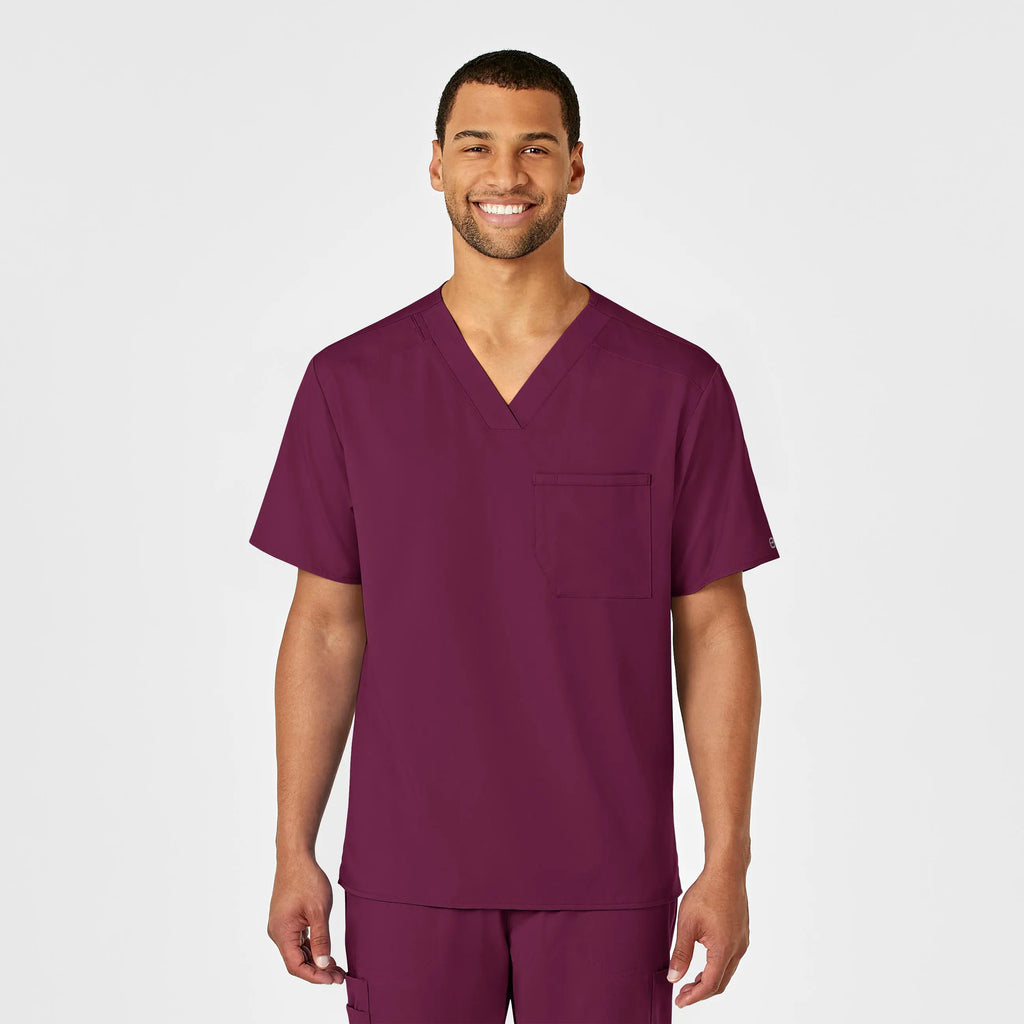 Wink Scrubs Men's PRO V-Neck Scrub Top Wine | scrub-supply.com