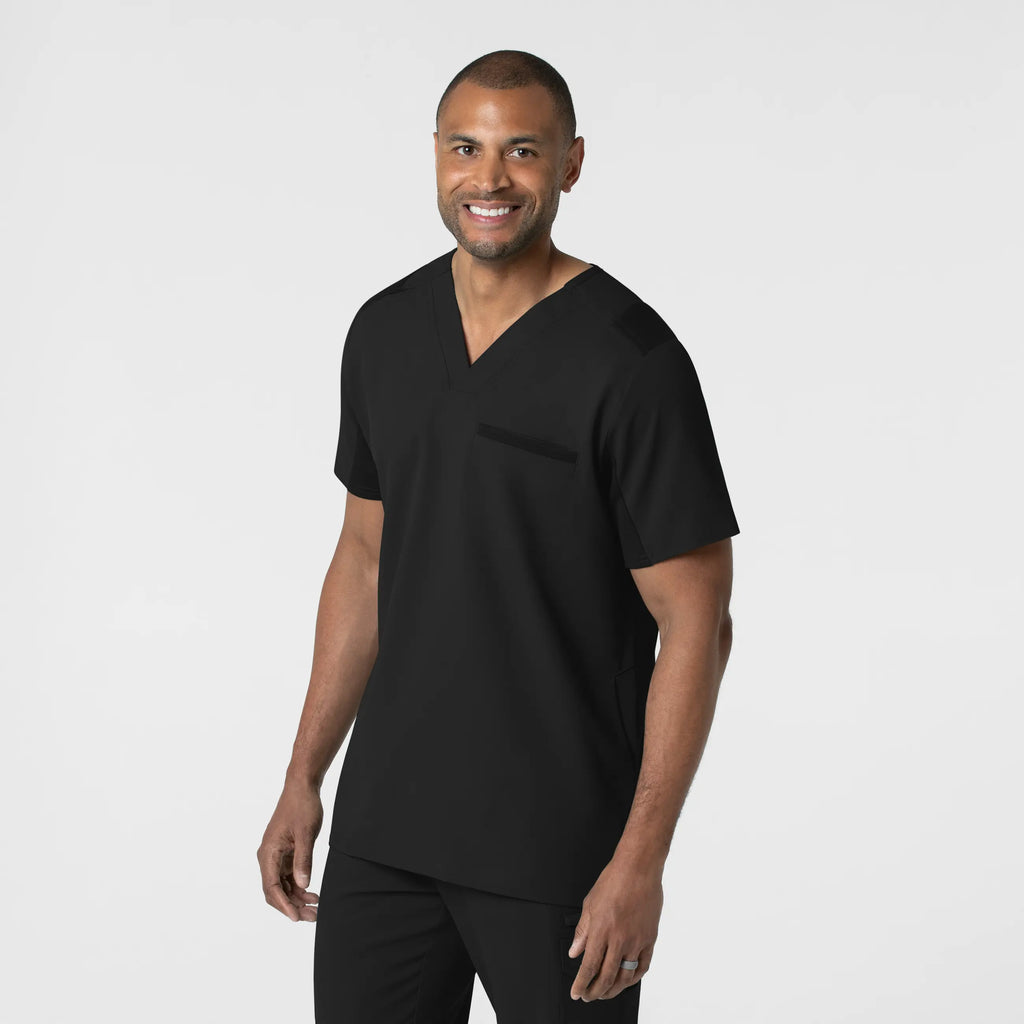 Wink Scrubs Men's Utility V-Neck Scrub Top Black | scrub-supply.com