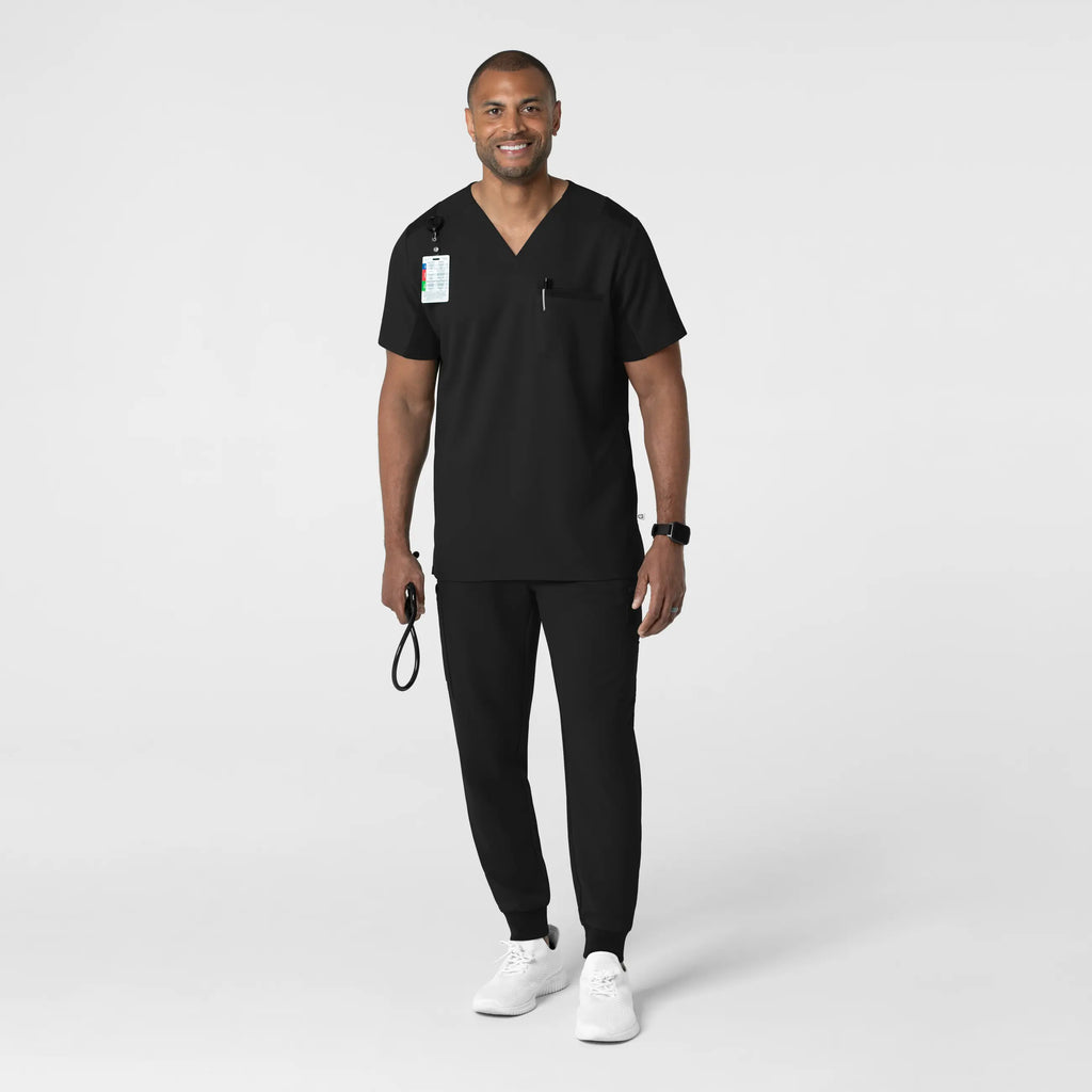 Wink Scrubs Men's Utility V-Neck Scrub Top Black | scrub-supply.com