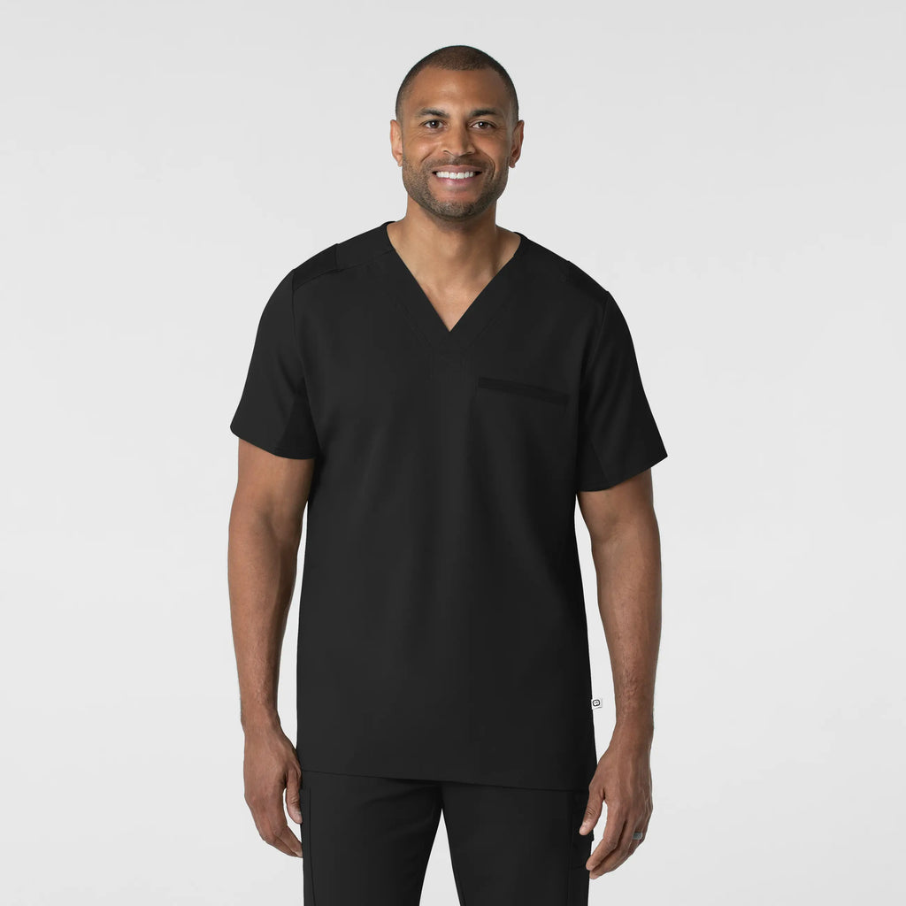 Wink Scrubs Men's Utility V-Neck Scrub Top Black | scrub-supply.com