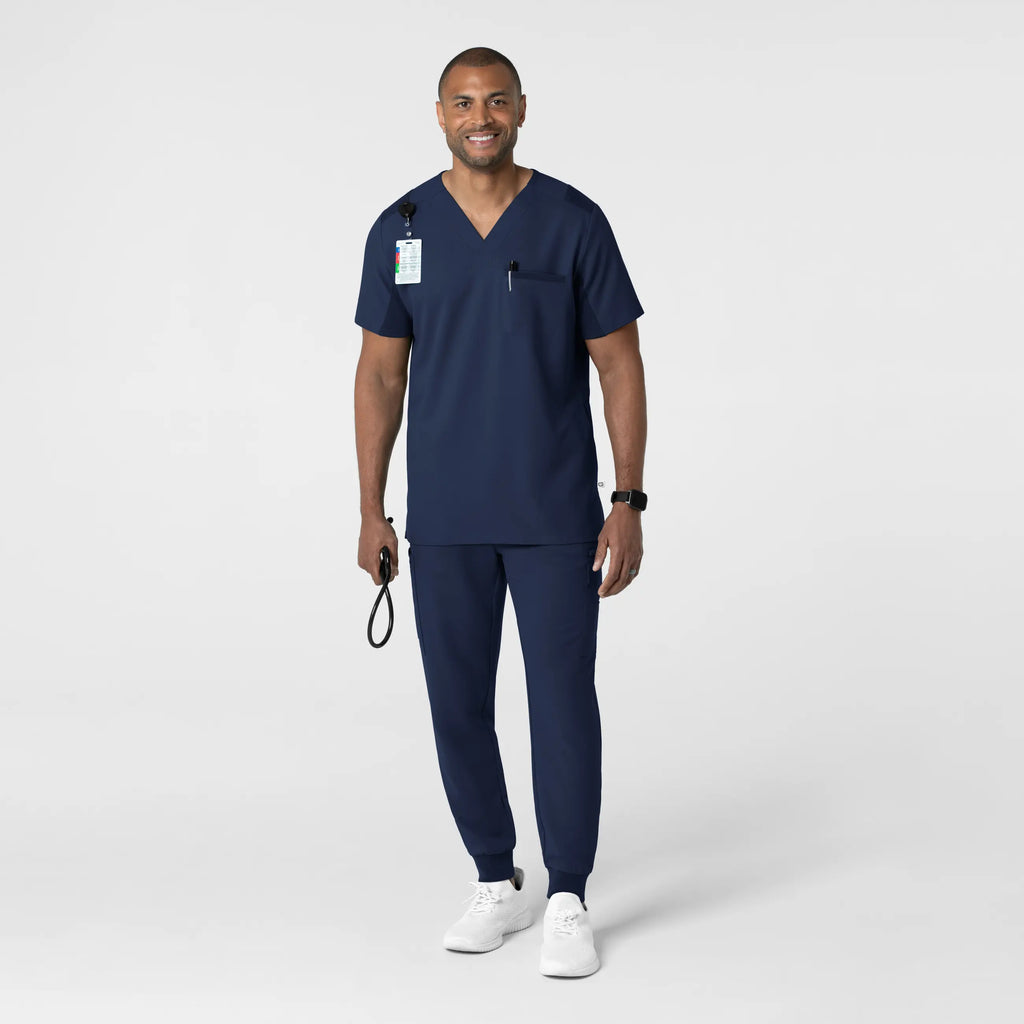 Wink Scrubs Men's Utility V-Neck Scrub Top Navy | scrub-supply.com