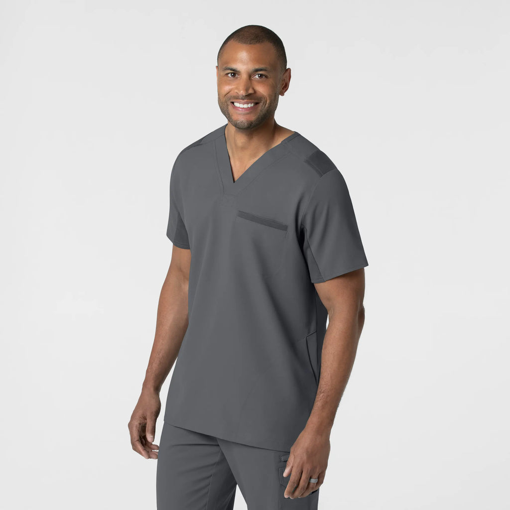 Wink Scrubs Men's Utility V-Neck Scrub Top Pewter | scrub-supply.com