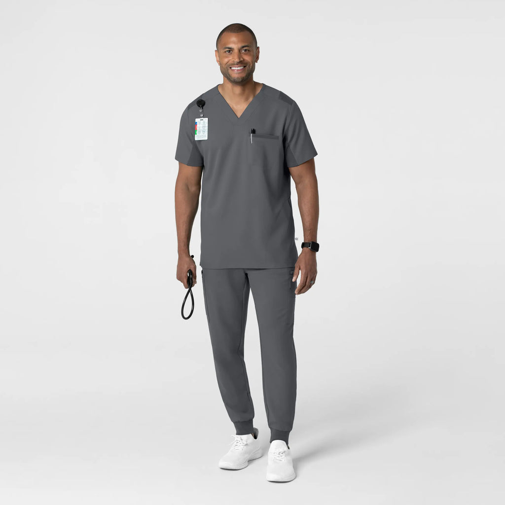 Wink Scrubs Men's Utility V-Neck Scrub Top Pewter | scrub-supply.com