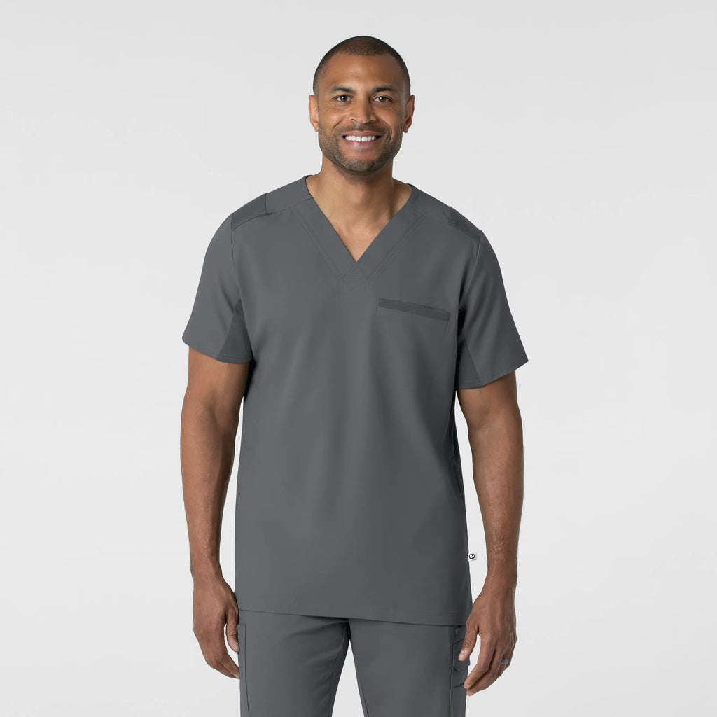 Wink Scrubs Men's Utility V-Neck Scrub Top Pewter | scrub-supply.com