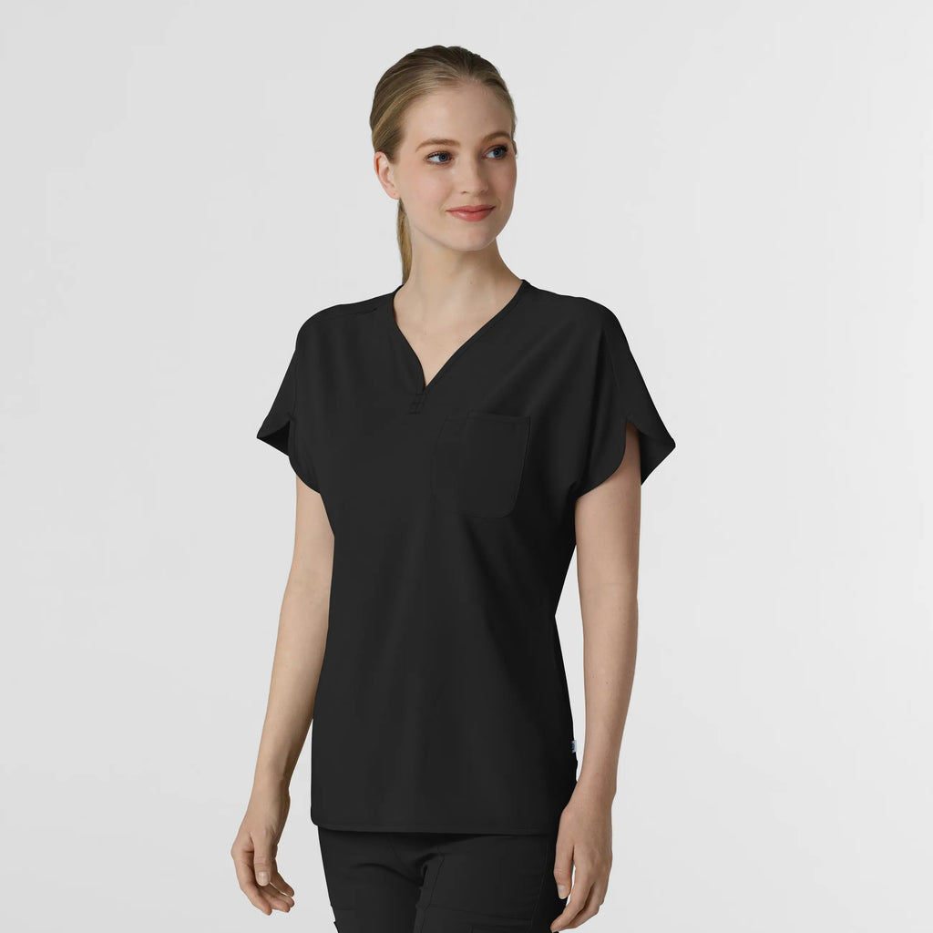 Wink Scrubs Women's RENEW Dolman Scrub Top Black | scrub-supply.com