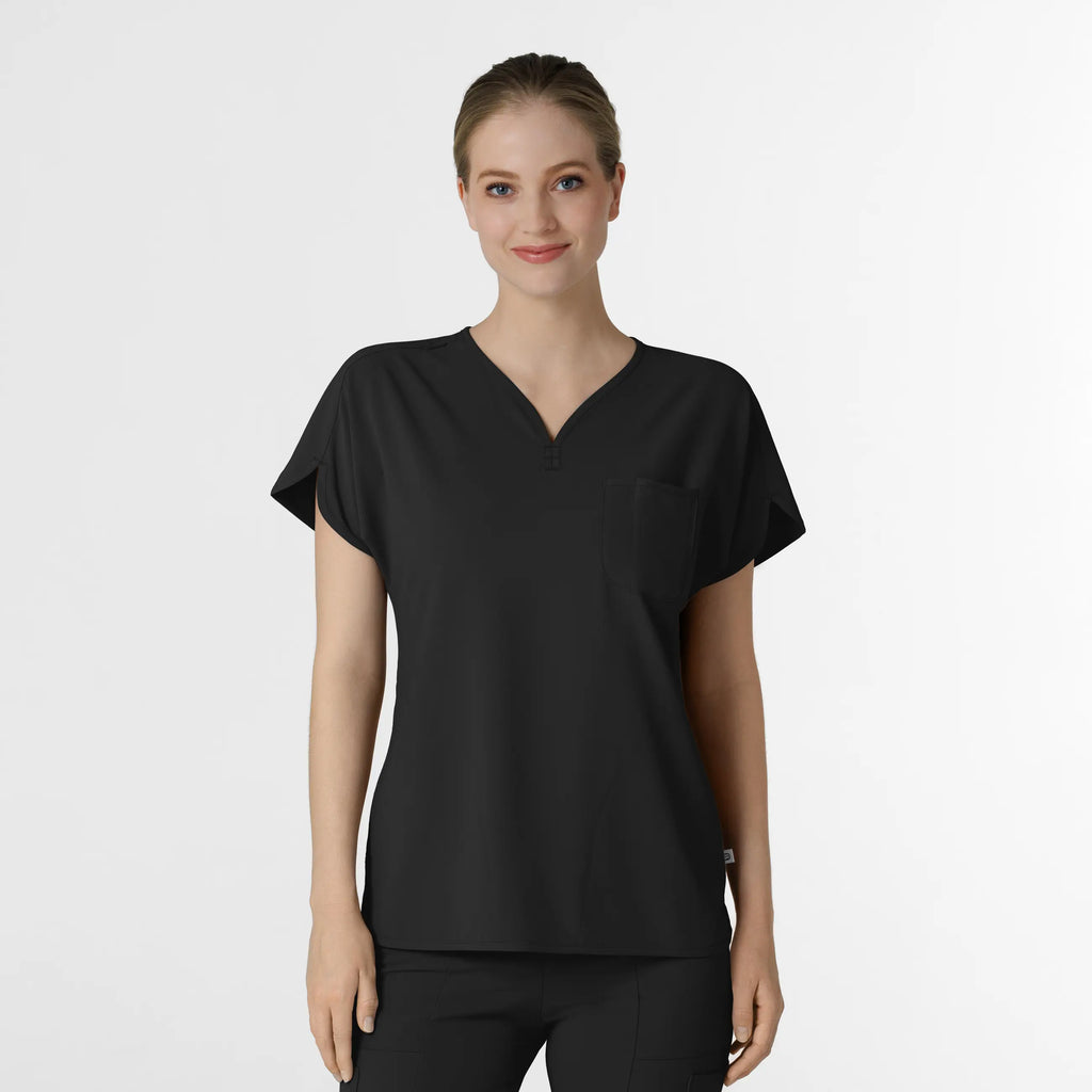 Wink Scrubs Women's RENEW Dolman Scrub Top Black | scrub-supply.com