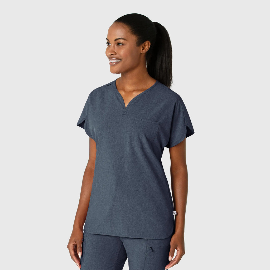 Wink Scrubs Women's RENEW Dolman Scrub Top Navy Heather | scrub-supply.com