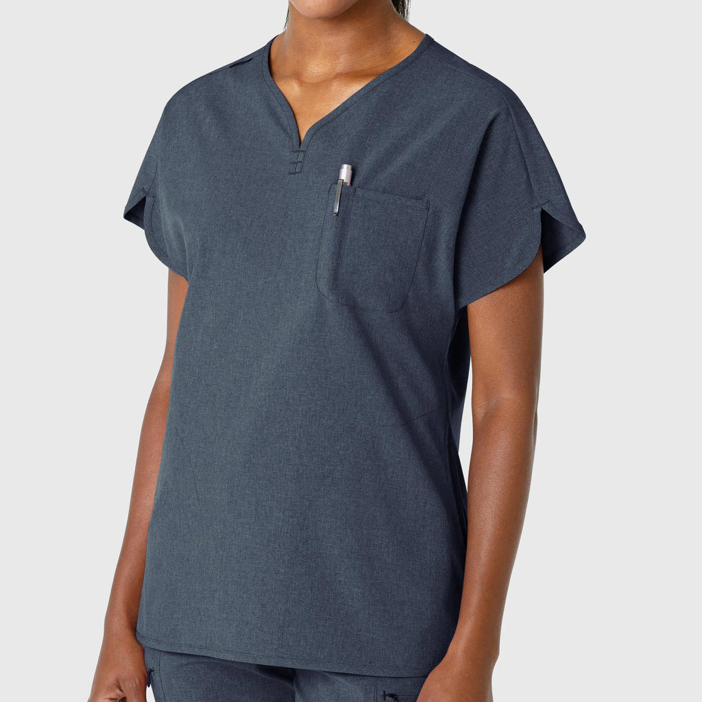 Wink Scrubs Women's RENEW Dolman Scrub Top Navy Heather | scrub-supply.com