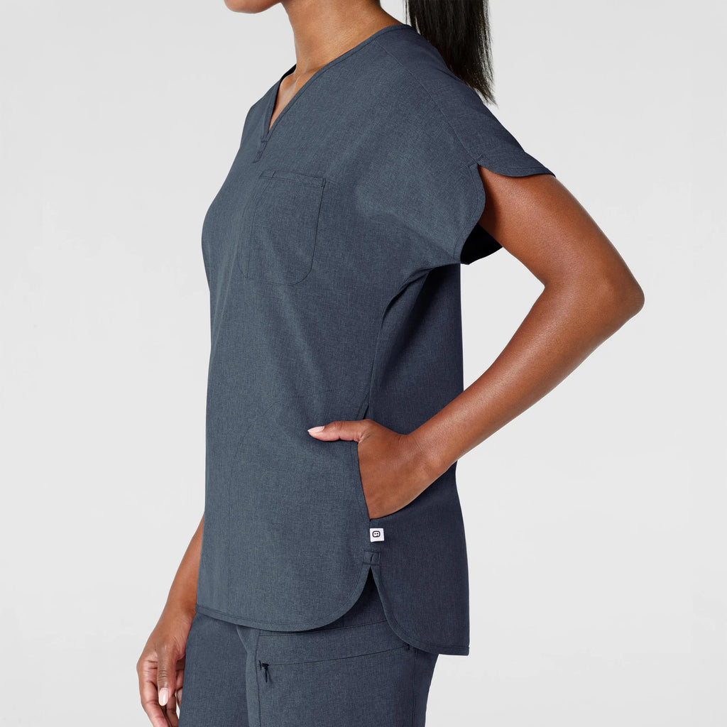 Wink Scrubs Women's RENEW Dolman Scrub Top Navy Heather | scrub-supply.com