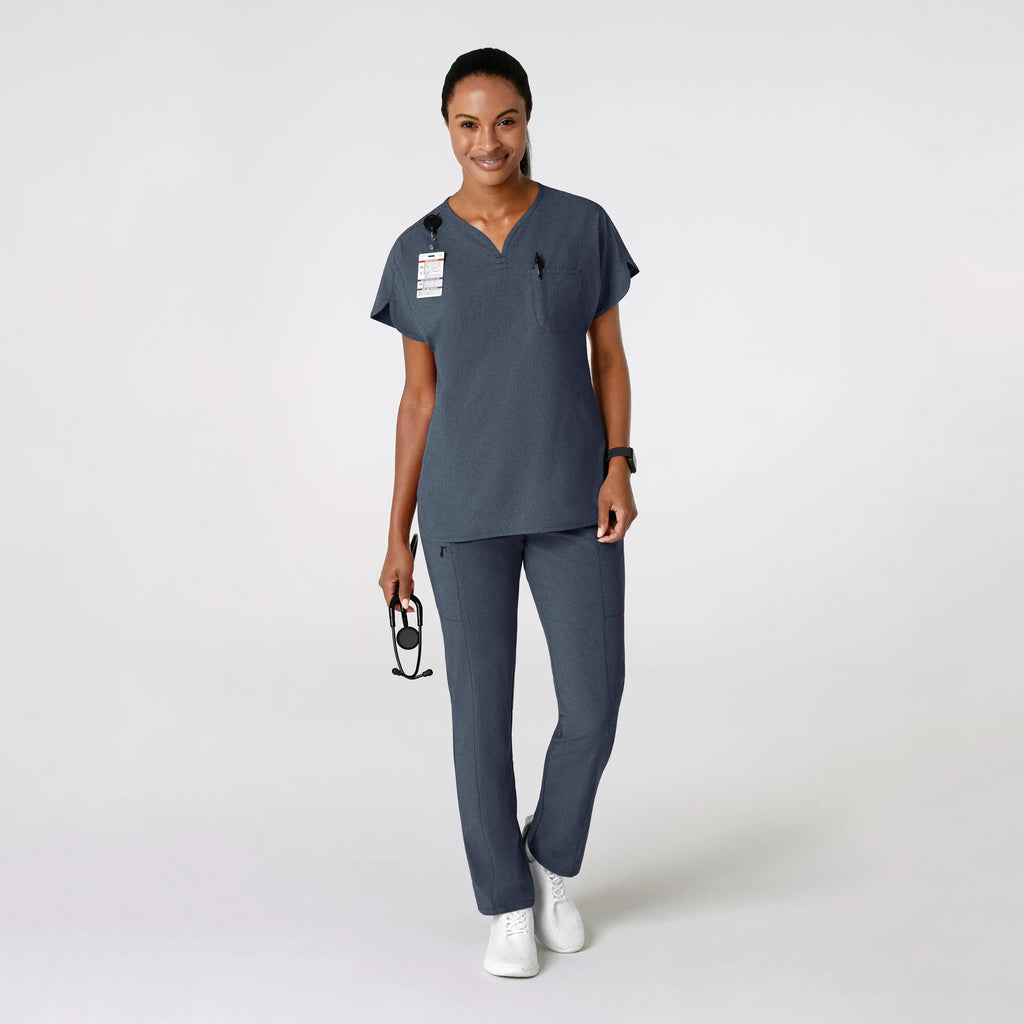 Wink Scrubs Women's RENEW Dolman Scrub Top Navy Heather | scrub-supply.com