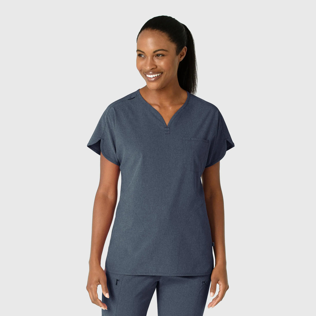 Wink Scrubs Women's RENEW Dolman Scrub Top Navy Heather | scrub-supply.com