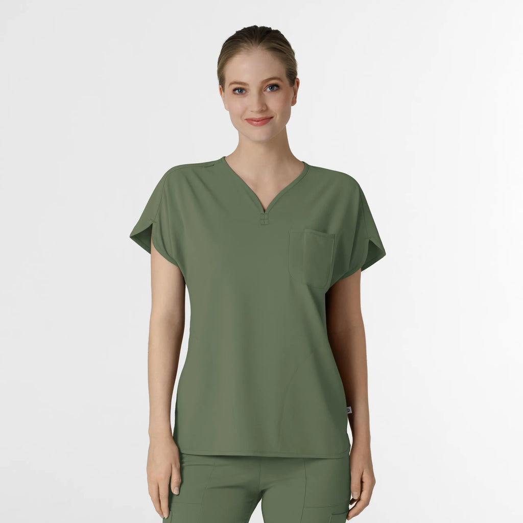 Wink Scrubs Women's RENEW Dolman Scrub Top Olive | scrub-supply.com