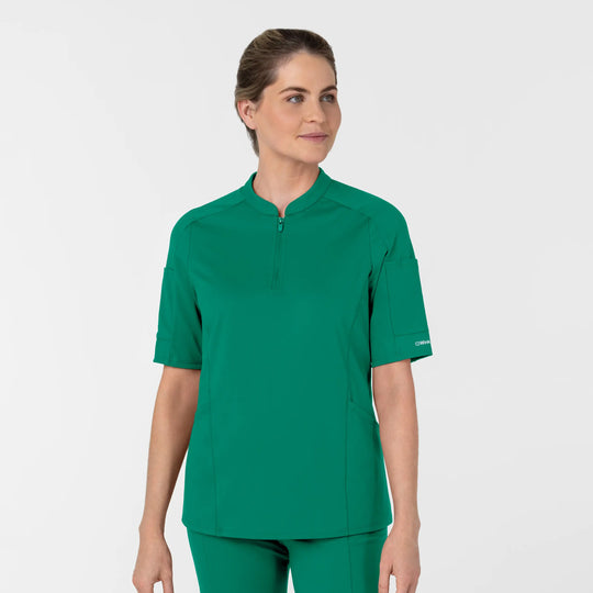 Wink Scrubs Women's Half Sleeve Zip Scrub Top Bahama Breeze | scrub-supply.com