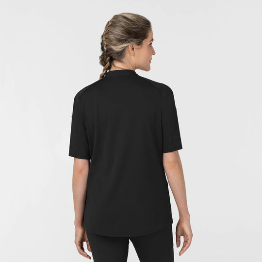 Wink Scrubs Women's Half Sleeve Zip Scrub Top Black | scrub-supply.com