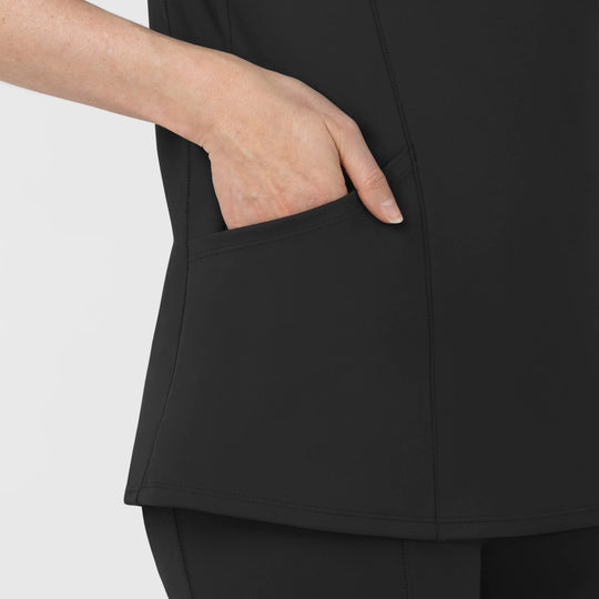 Wink Scrubs Women's Half Sleeve Zip Scrub Top Black | scrub-supply.com