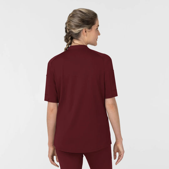 Wink Scrubs Women's Half Sleeve Zip Scrub Top Burgundy | scrub-supply.com