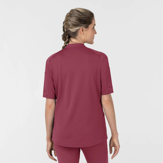 Wink Scrubs Women's Half Sleeve Zip Scrub Top Carnation | scrub-supply.com