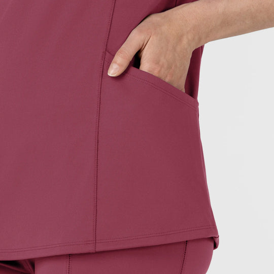 Wink Scrubs Women's Half Sleeve Zip Scrub Top Carnation | scrub-supply.com
