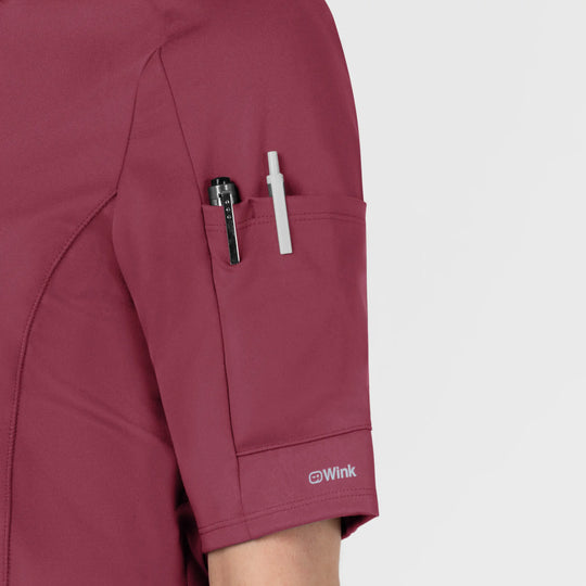 Wink Scrubs Women's Half Sleeve Zip Scrub Top Carnation | scrub-supply.com