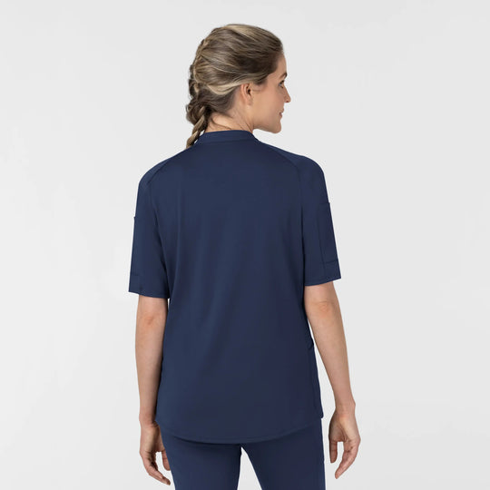 Wink Scrubs Women's Half Sleeve Zip Scrub Top Navy | scrub-supply.com