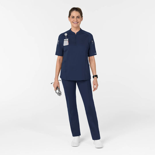 Wink Scrubs Women's Half Sleeve Zip Scrub Top Navy | scrub-supply.com
