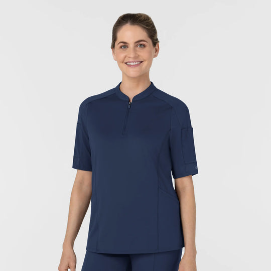 Wink Scrubs Women's Half Sleeve Zip Scrub Top Navy | scrub-supply.com