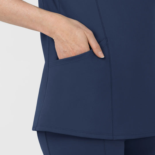 Wink Scrubs Women's Half Sleeve Zip Scrub Top Navy | scrub-supply.com