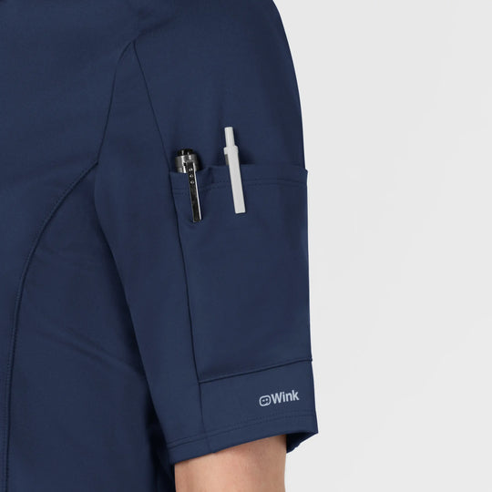 Wink Scrubs Women's Half Sleeve Zip Scrub Top Navy | scrub-supply.com