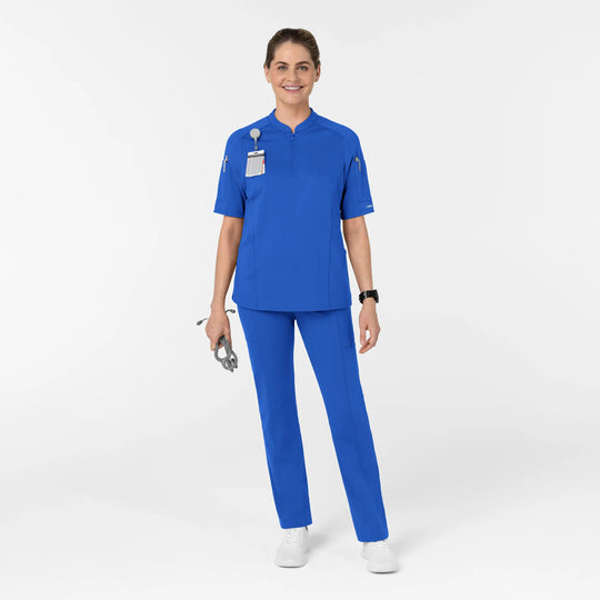 Wink Scrubs Women's Half Sleeve Zip Scrub Top Royal Blue | scrub-supply.com