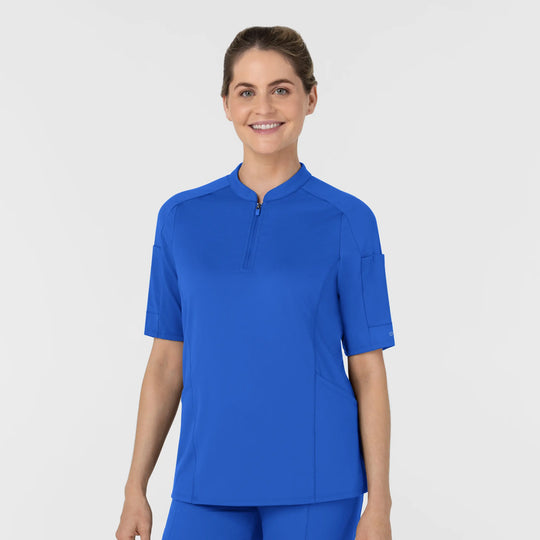 Wink Scrubs Women's Half Sleeve Zip Scrub Top Royal Blue | scrub-supply.com
