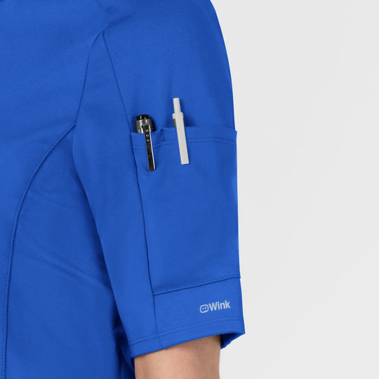 Wink Scrubs Women's Half Sleeve Zip Scrub Top Royal Blue | scrub-supply.com