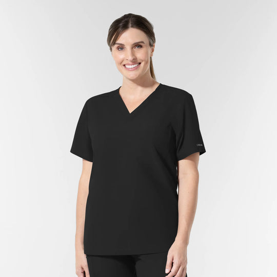 Wink Scrubs Unisex NURTUR V-Neck Scrub Top Black | scrub-supply.com