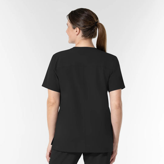 Wink Scrubs Unisex NURTUR V-Neck Scrub Top Black | scrub-supply.com