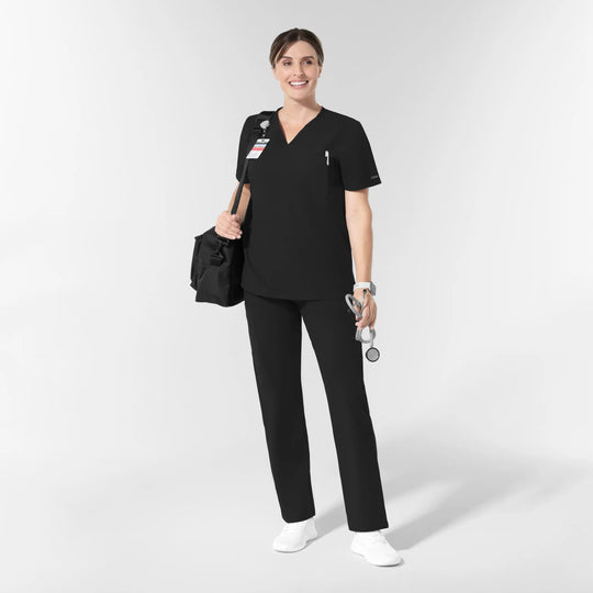 Wink Scrubs Unisex NURTUR V-Neck Scrub Top Black | scrub-supply.com