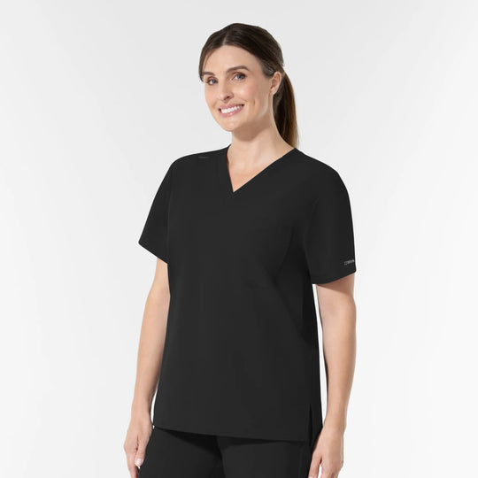 Wink Scrubs Unisex NURTUR V-Neck Scrub Top Black | scrub-supply.com