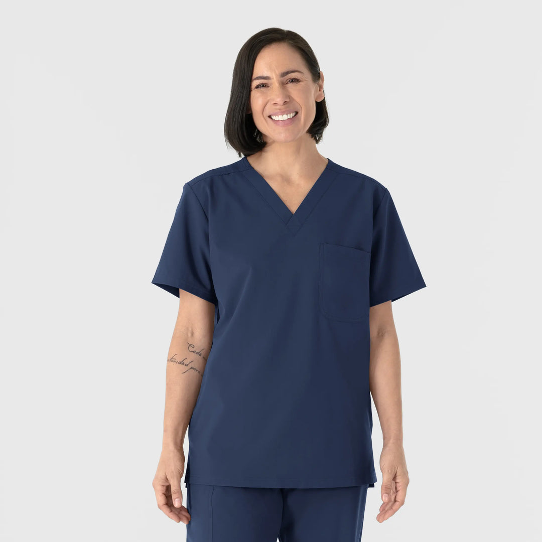 Wink Scrubs Unisex NURTUR V-Neck Scrub Top Navy | scrub-supply.com