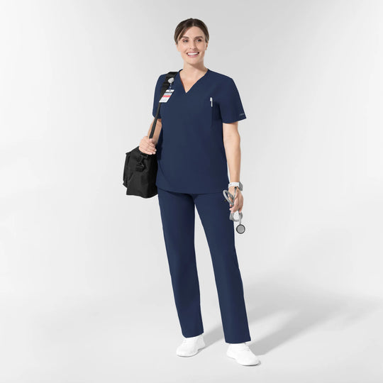Wink Scrubs Unisex NURTUR V-Neck Scrub Top Navy | scrub-supply.com
