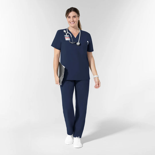 Wink Scrubs Unisex NURTUR V-Neck Scrub Top Navy | scrub-supply.com