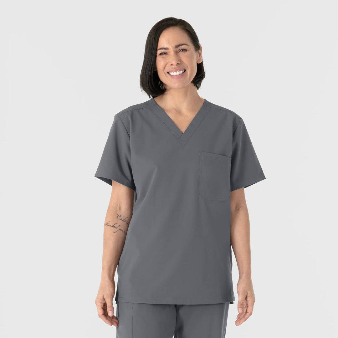 Wink Scrubs Unisex NURTUR V-Neck Scrub Top Pewter | scrub-supply.com
