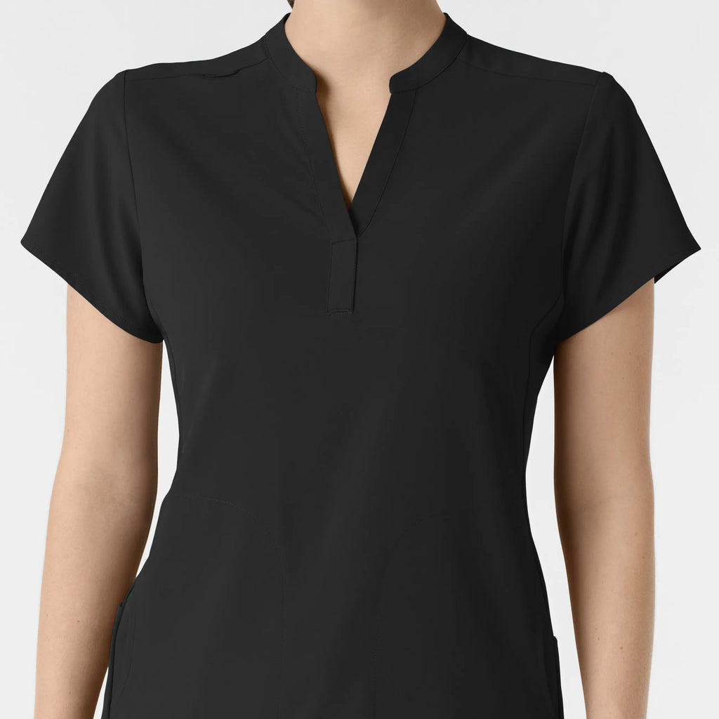 Wink Scrubs Women's Mandarin Collar Scrub Top Black | scrub-supply.com