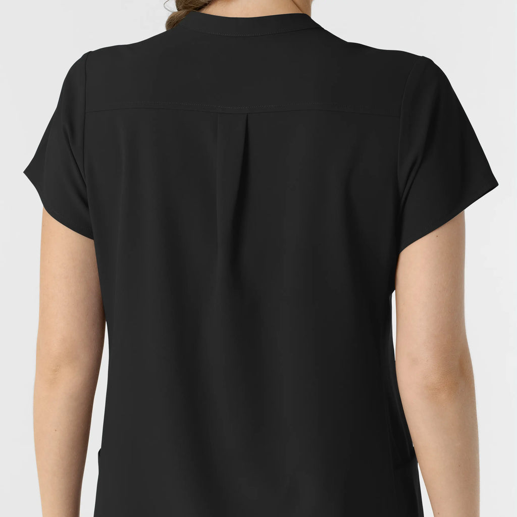 Wink Scrubs Women's Mandarin Collar Scrub Top Black | scrub-supply.com