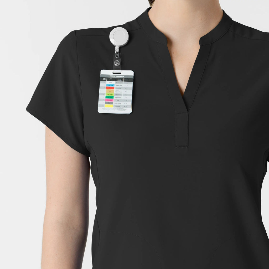 Wink Scrubs Women's Mandarin Collar Scrub Top Black | scrub-supply.com