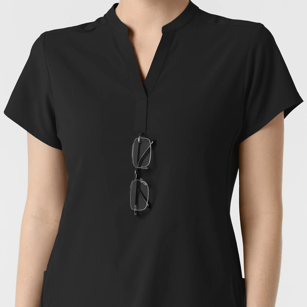 Wink Scrubs Women's Mandarin Collar Scrub Top Black | scrub-supply.com