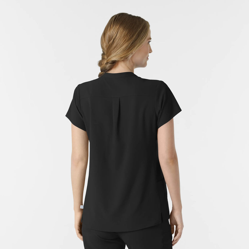 Wink Scrubs Women's Mandarin Collar Scrub Top Black | scrub-supply.com