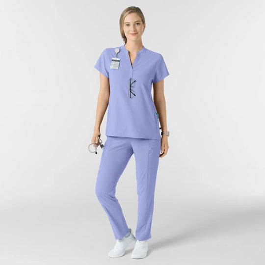 Wink Scrubs Women's Mandarin Collar Scrub Top Ceil Blue | scrub-supply.com