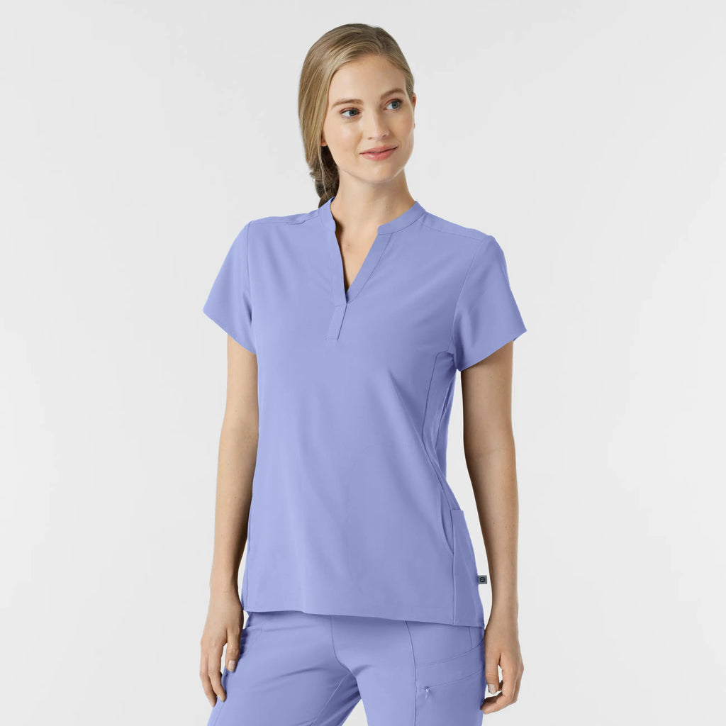 Wink Scrubs Women's Mandarin Collar Scrub Top Ceil Blue | scrub-supply.com