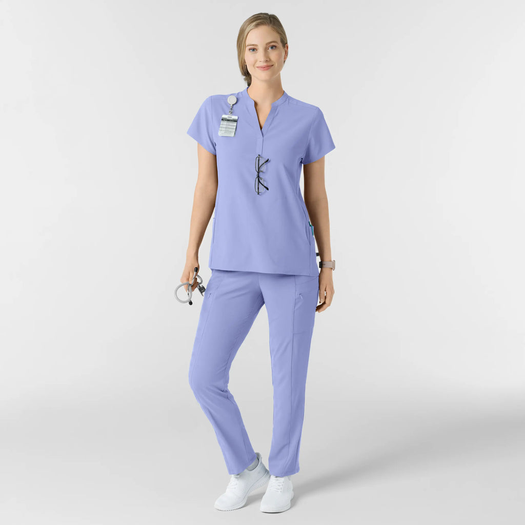 Wink Scrubs Women's Mandarin Collar Scrub Top Ceil Blue | scrub-supply.com