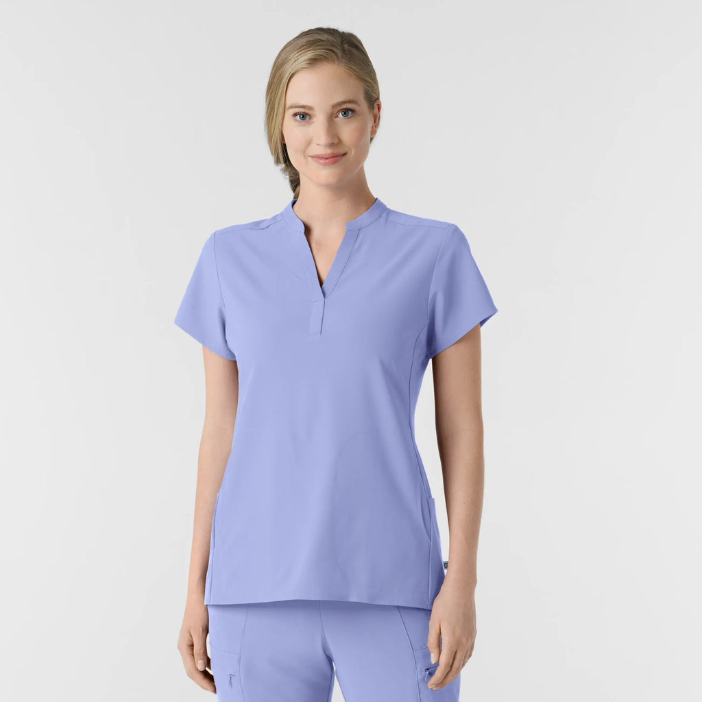 Wink Scrubs Women's Mandarin Collar Scrub Top Ceil Blue | scrub-supply.com